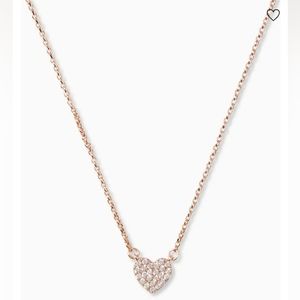 Kate Spade Yours Truly Pave Heart Mini Pendant Necklace Clear Rose Gold